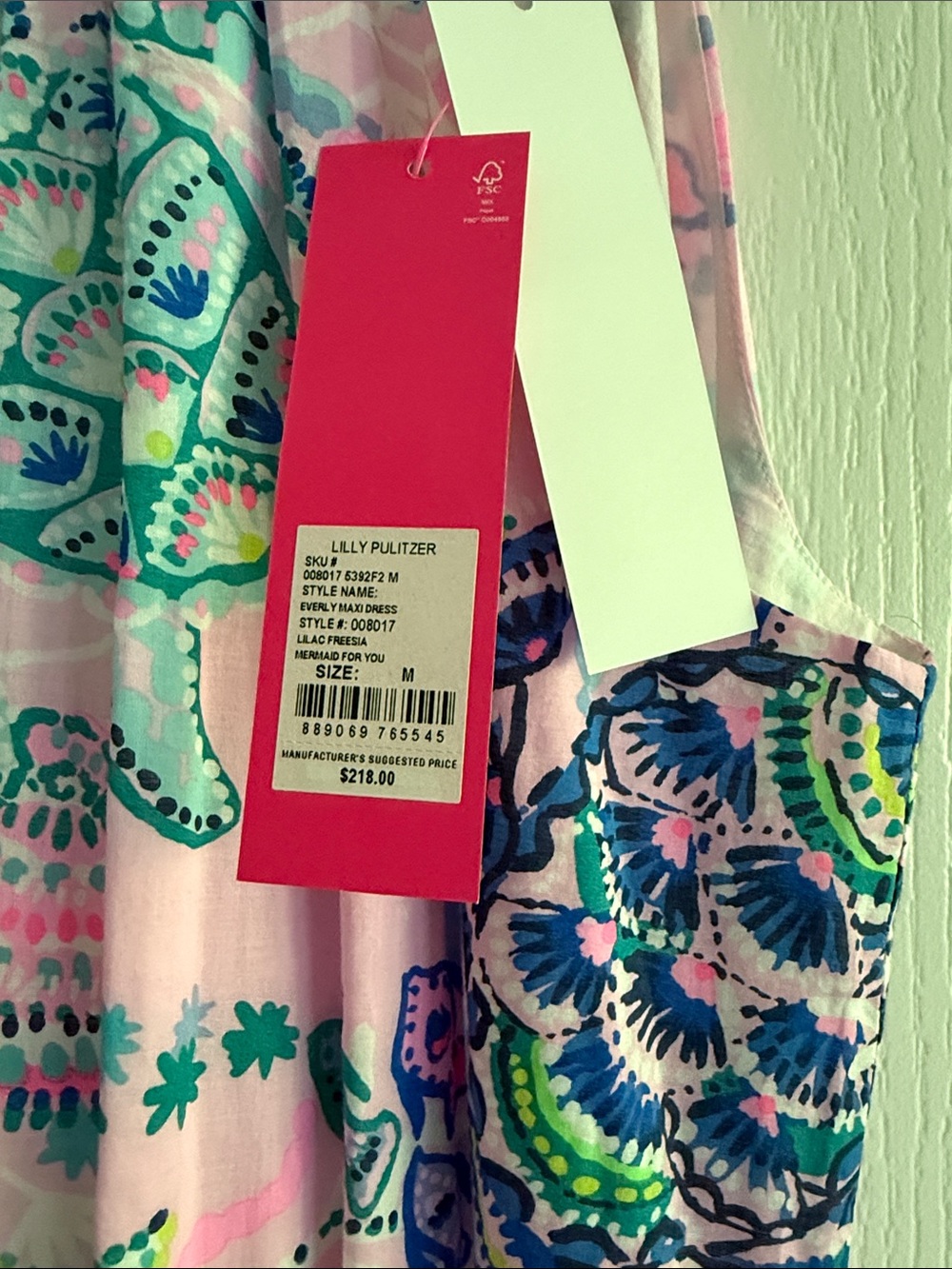 Lilly Pulitzer Pink Halter Maxi One-Piece with Blue & Green Sea Life Print - Picture 2 of 4